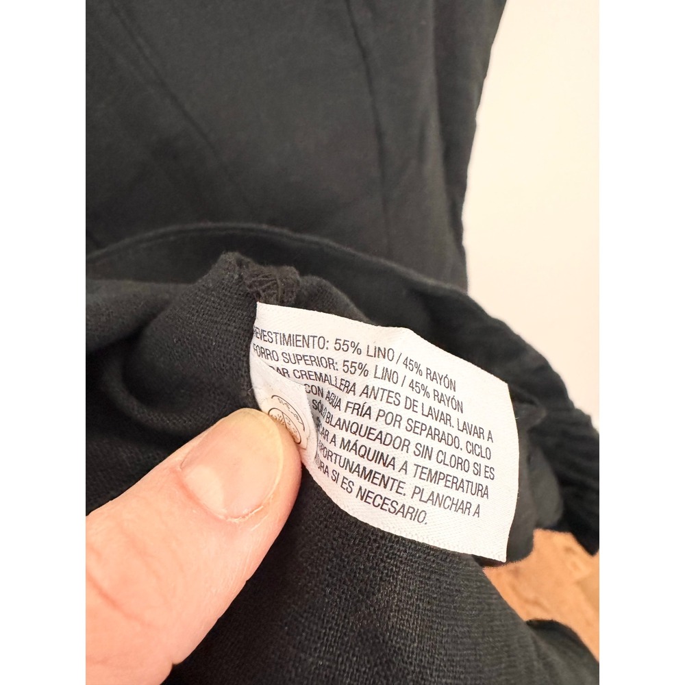 A New Day Black Linen Blend Corset Mini Dress Size 0 Sleeveless Square Neck - Picture 7 of 9